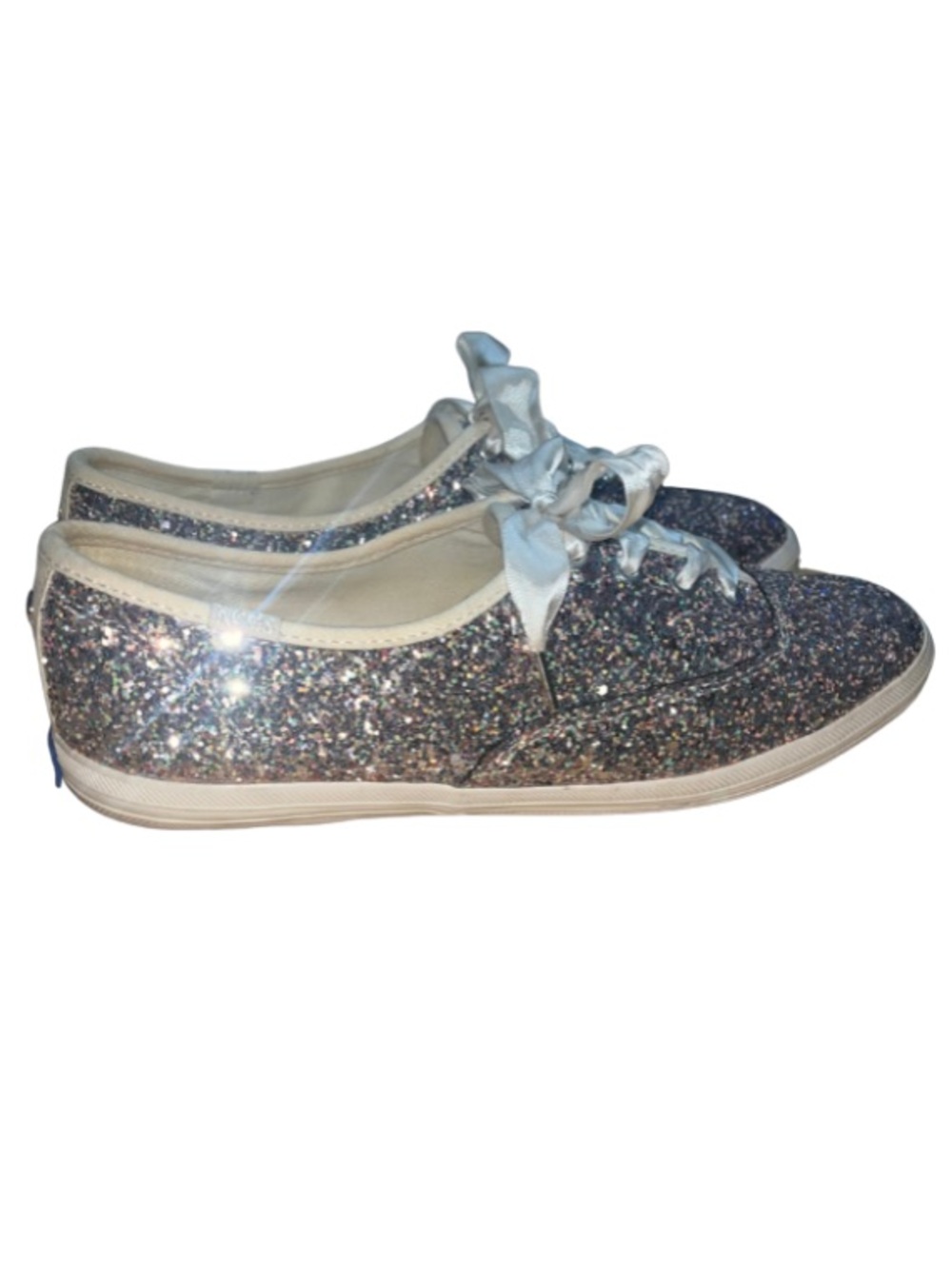Keds x Kate Spade Champion Silver
Glitter Satin Lace-Up Sneakers - Size 7.5 - Picture 9 of 10